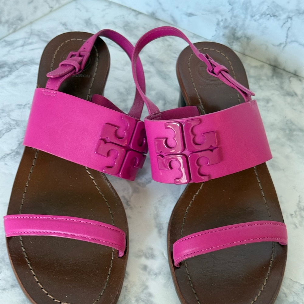 Tory Burch Fuchsia and Brown Women's Sandals